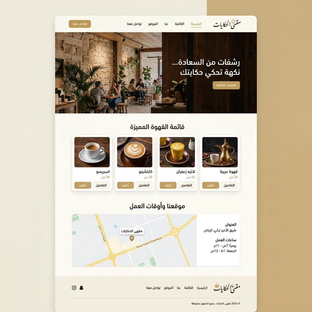 نموذج: موقع كافيه / مطعم